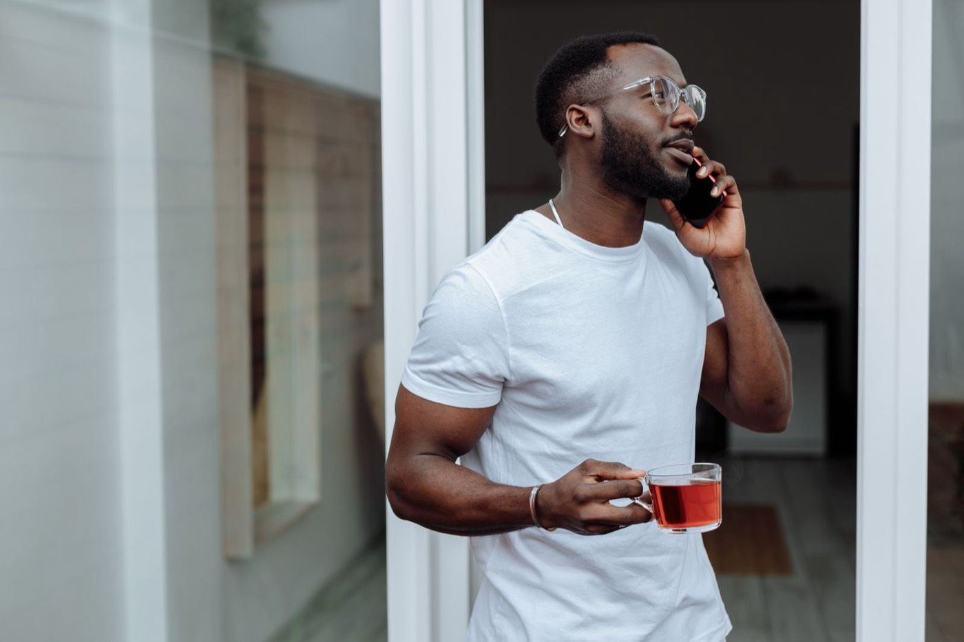 A man at home, relaxed and independent
